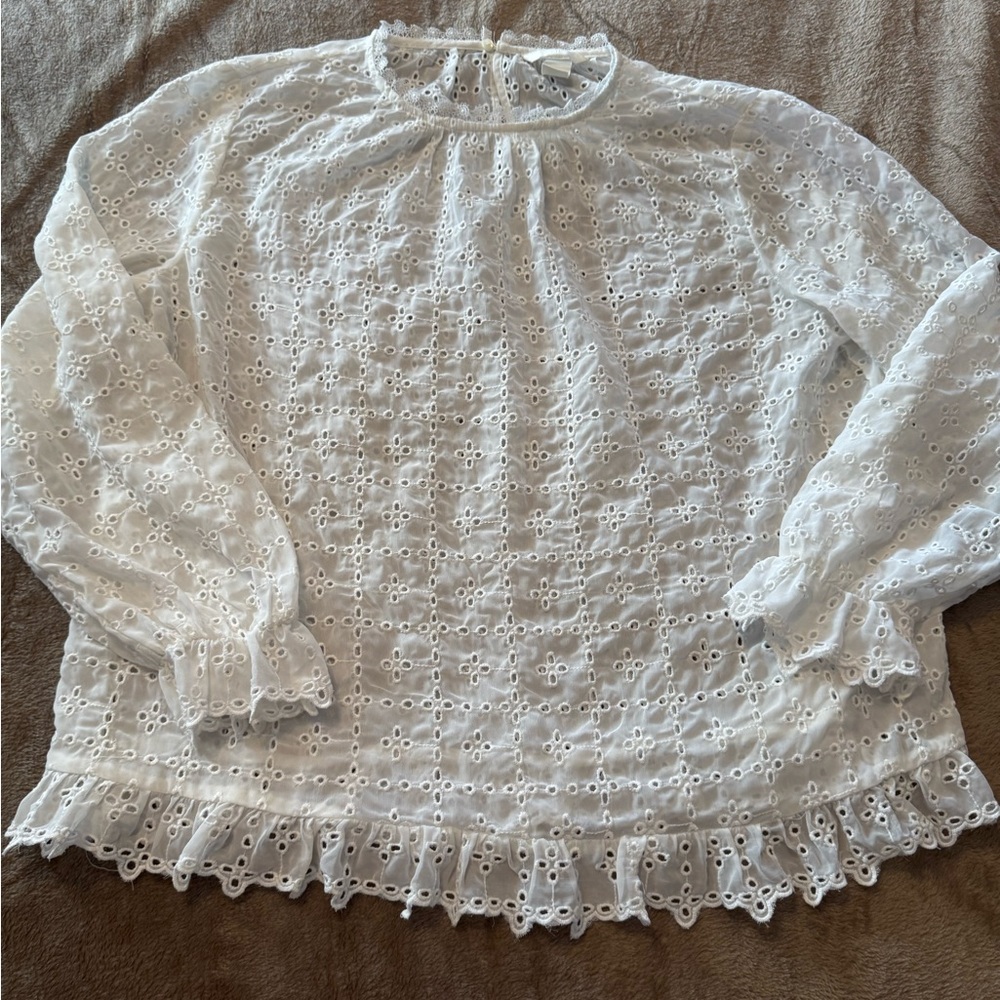 H&M Ivory Eyelet Lace Blouse
